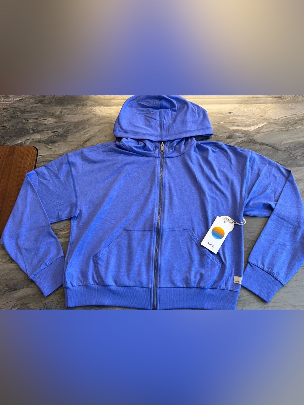 Vuori Halo Modern Full Zip Hoodie Bright Iris Heather Women’s Small NWT 💙